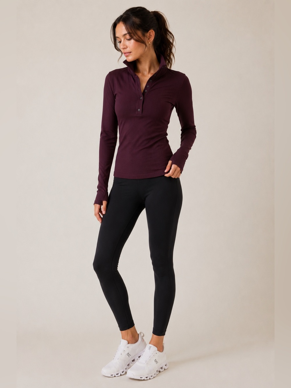 Athleta Deep Purple Ribbed Top
